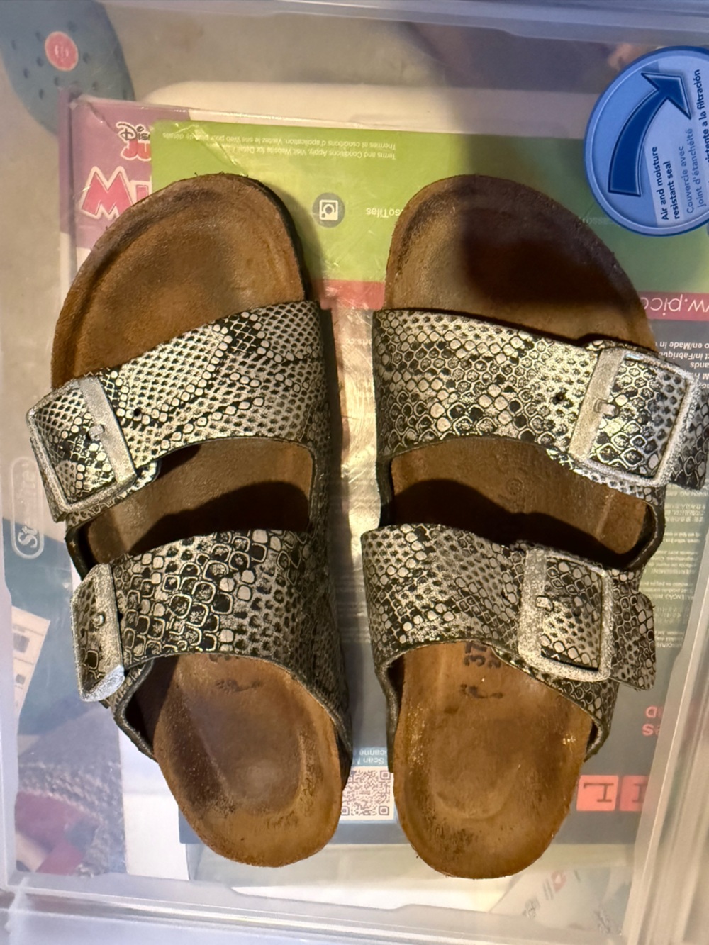 Birkenstock Women's Silver Snake Print Arizona Sandals